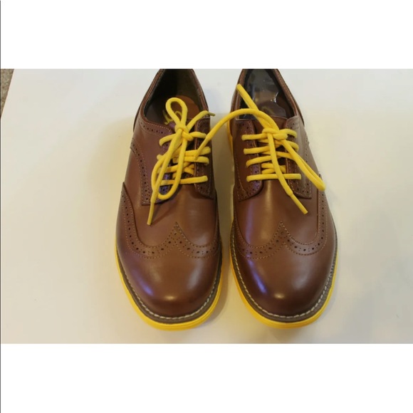 NWT Sketchers Women Brogue Brown W Yellow Sole Lace Up Shoes Light Weight 9.5 - Picture 4 of 10